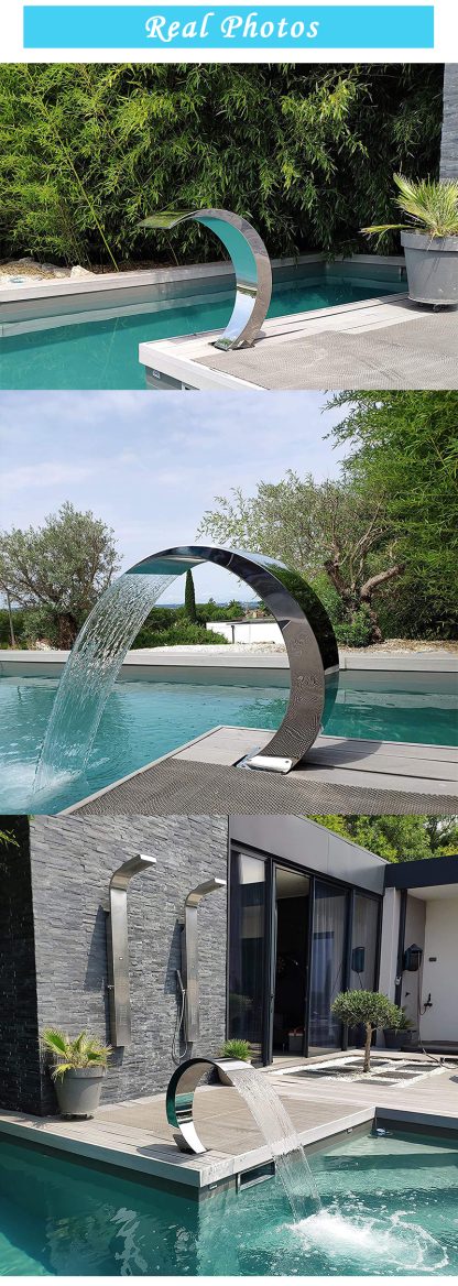 Deep Blue Pro Stainless Steel Pool Waterfall Circinus 400x200mm, 304 Steel - Image 6