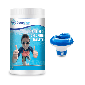 Deep Blue Pro - Mini 20g STABILISED Chlorine Tablets 1kg WITH Floating dispenser