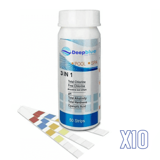 Deep Blue Pro - 10 Pack of 50 strips 3-Way Bromine Test Strips 500 Strips Bulk Trade Bromine PH TA