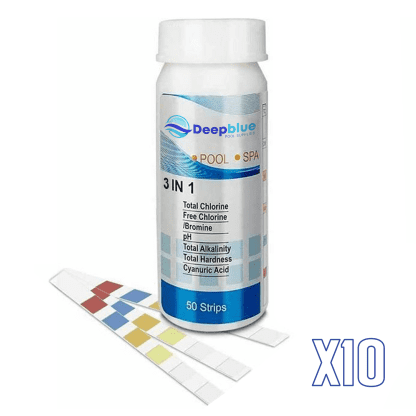 Deep Blue Pro - 10 Pack of 50 strips 3-Way Chlorine Test Strips 500 Strips Bulk Trade Chlorine PH TA