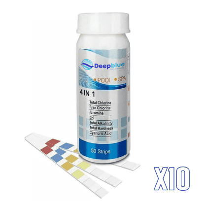 Deep Blue Pro - 10 Pack of 50 strips 4-Way Chlorine/Bromine Test Strips 500 Strips Bulk Trade Chlorine Bromine PH TA