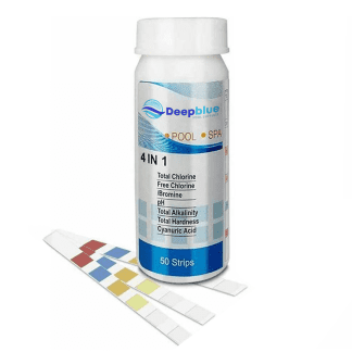 Deep Blue Pro - 4-Way Chlorine/Bromine Test Strips 50 Strips Chlorine Bromine PH TA