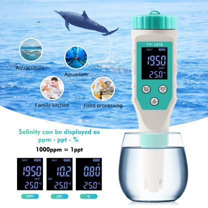 7-in-1 Digital Water Quality Tester with pH, Chlorine, Salinity, ORP, EC, FAC and Temperature Measurements - Image 8