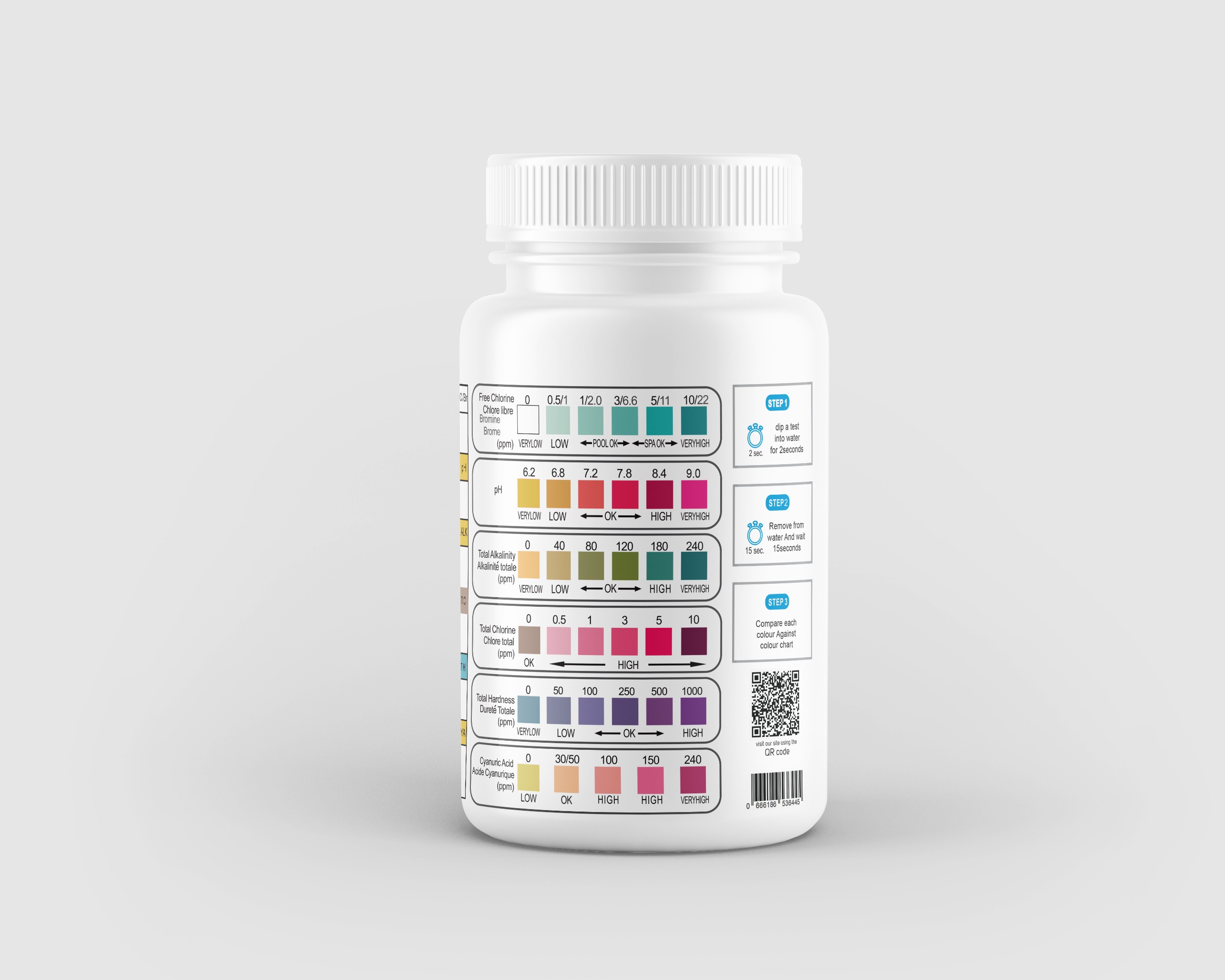 Deep Blue Pro - 5-Way Chlorine Test Strips 50 Strips Chlorine PH TA Bromine hardness - Image 2